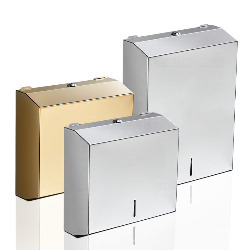 不锈钢黑色擦手纸盒挂壁式卫生间厕纸盒免打孔挂墙抹手纸箱抽纸架