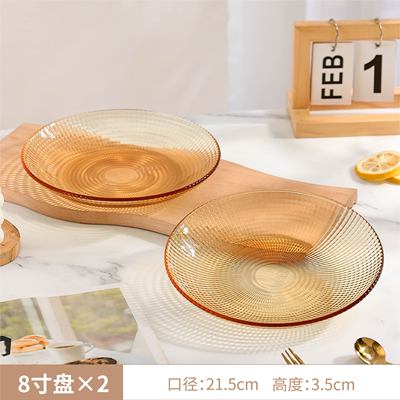 高太白(GTB)8英寸珠点盘高硼硅玻璃餐盘厨房家用