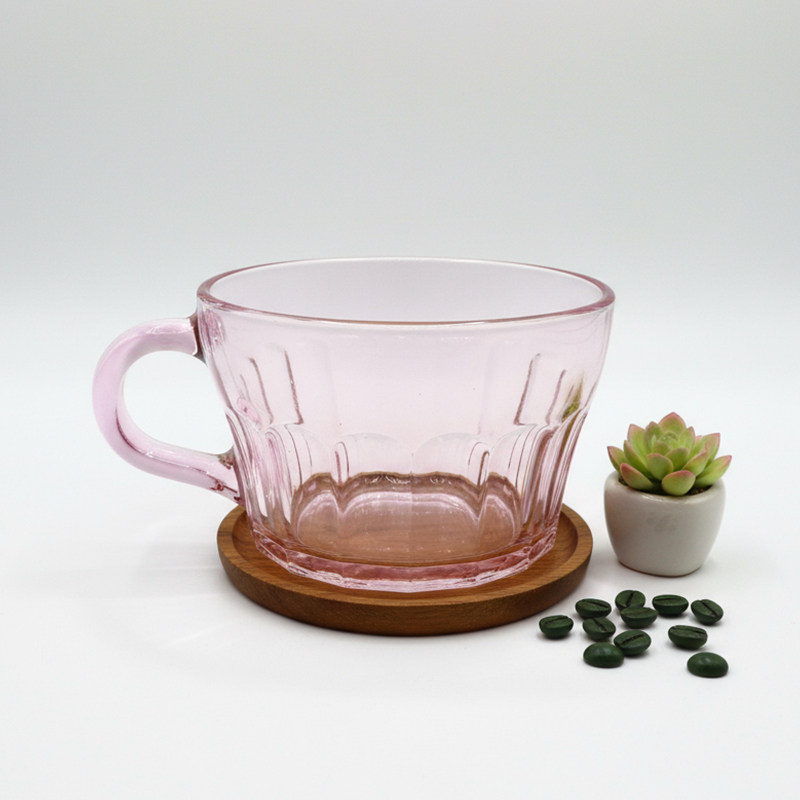 玻璃杯家用高硼硅水杯耐高温可微波炉加热高颜值早餐杯粉欧美专属