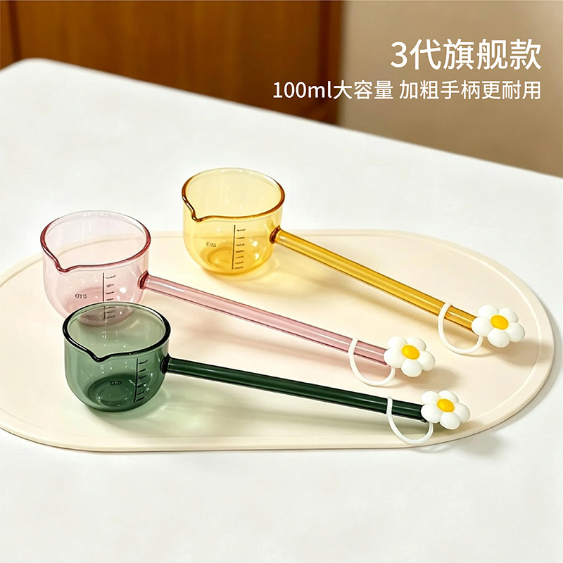 高太白长柄耐高温玻璃汤勺图片