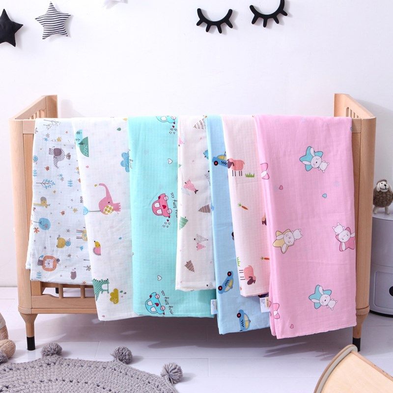 双层纱布新生儿童被套 全棉宝宝小孩婴儿卡通被罩100*120*150