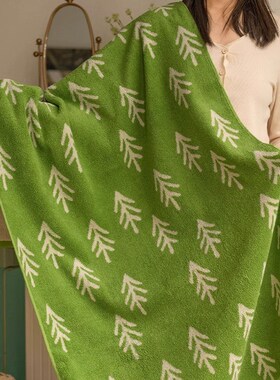 绿色织纯棉浴f巾家用纯棉吸水成人女洗澡裹巾男全棉a类情侣款毛巾