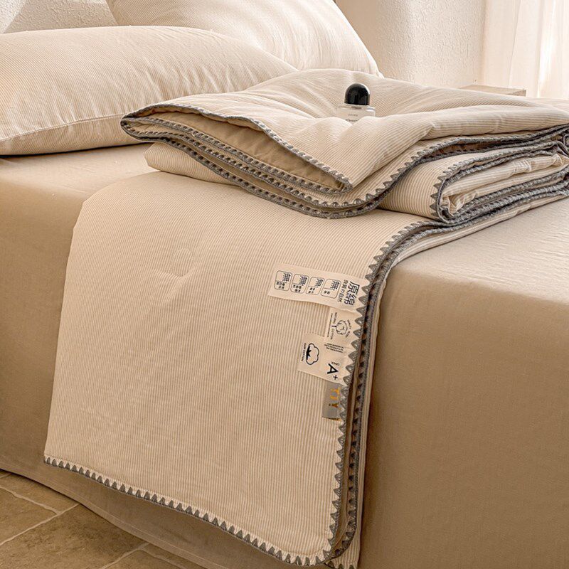 A类母婴级100全棉双层纱夏凉被夏季大豆空调被四件套可机水洗