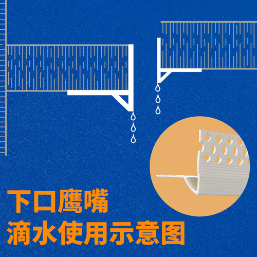 屋檐窗台鹰嘴滴水线条外墙PVC塑料下檐口成品滴水条网格布滴水网