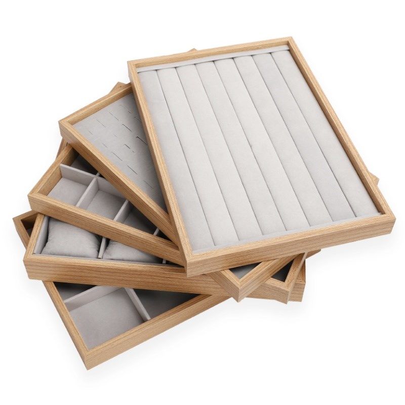 珠宝首饰托盘展示盘实花梨木纹戒指手镯文玩收纳盘看货盘珠宝道具