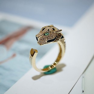 日韩夸张大气猎豹豹子头开口戒指女 日韩潮人可调节个性食指指环