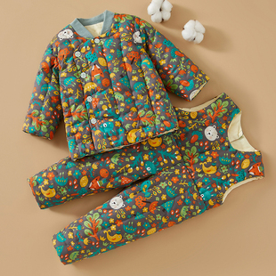 冬季 婴儿纯棉花手工棉袄棉裤 套装 加厚棉衣儿童抱婴袋裤 内 宝宝冬季