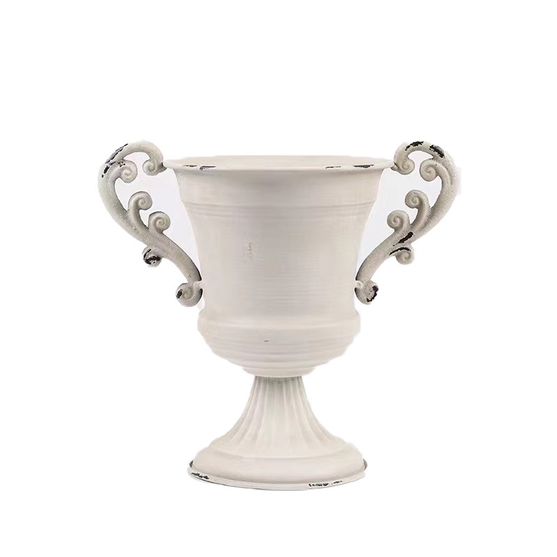 古典欧式铁艺小奖杯花盆高脚杯花器客厅餐桌民宿高级感摆件插花器