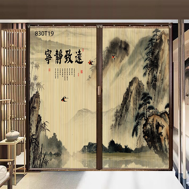 830T竹帘折叠推拉竹门帘空调隔断家用客厅装饰简易门商铺竹帘门