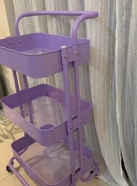紫色手推车婴f儿用品置物架客厅储物架卧室化妆品收纳架移动放书