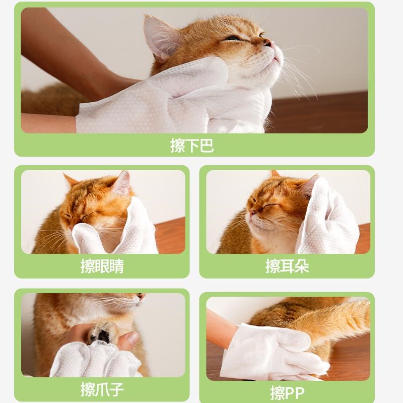 宠物免洗手套湿巾猫咪清洁狗狗干洗洗澡神器除臭猫用纸巾用品