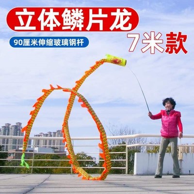 健身龙彩带龙舞龙甩龙彩条广场成人龙手空竹舞中老年道具