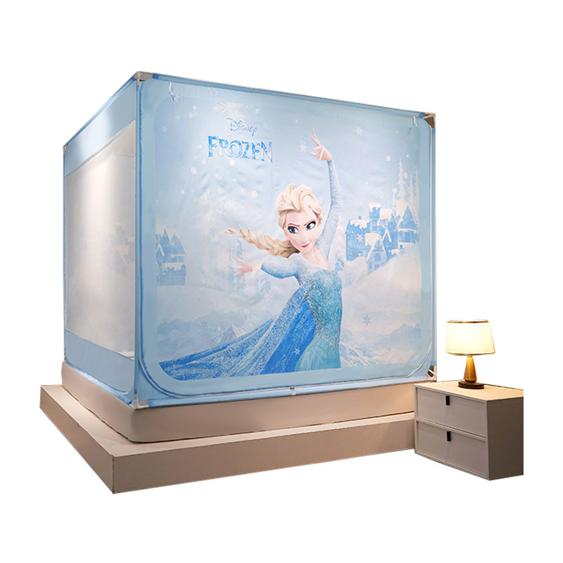 家用新款婴幼儿童防摔双人帐子加厚加粗帐杆拉链款坐床式蚊帐1.8m