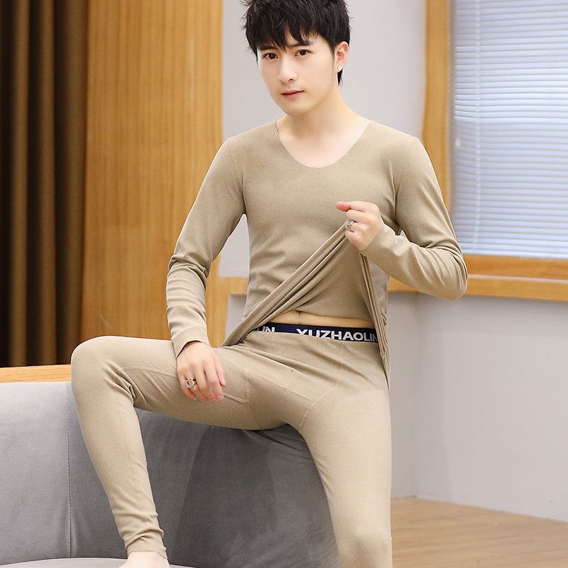 本命年德绒保暖内衣男套装秋冬季龙年红色秋衣秋裤无痕贴身打底衫