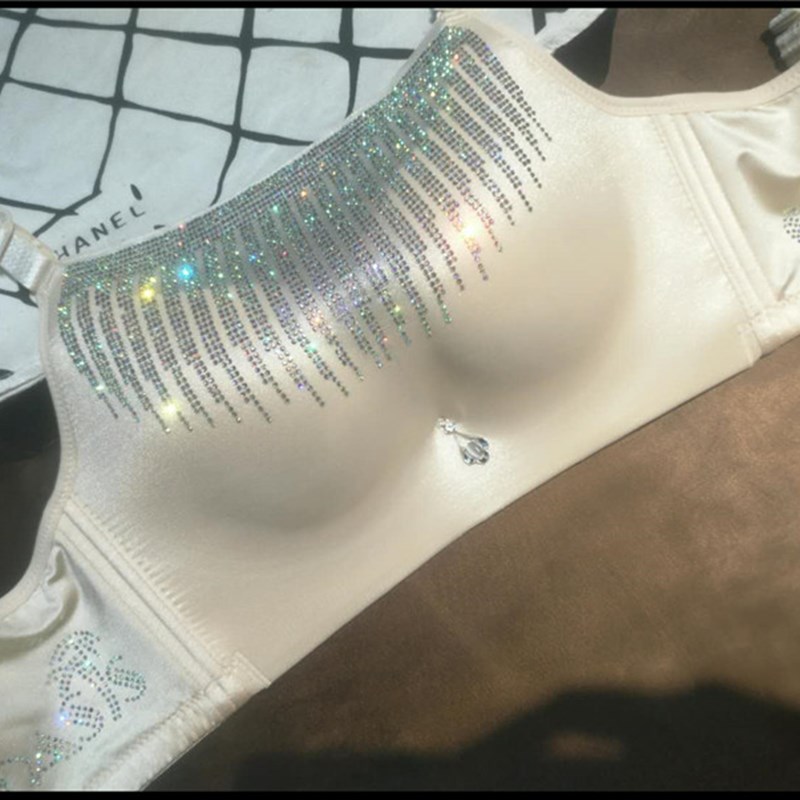 黑色无钢圈薄杯厚杯亮钻彩钻镶钻文胸带钻内衣无痕加钻