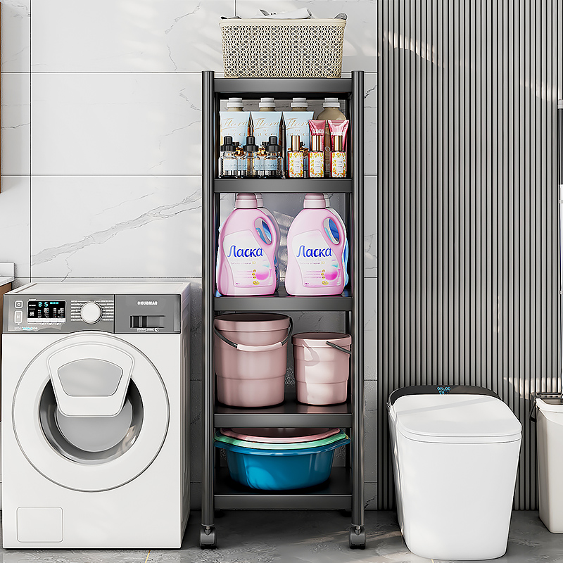 不锈钢卫生间置物架落地浴室厕所收纳架子洗手间可移动脸盆放盆架