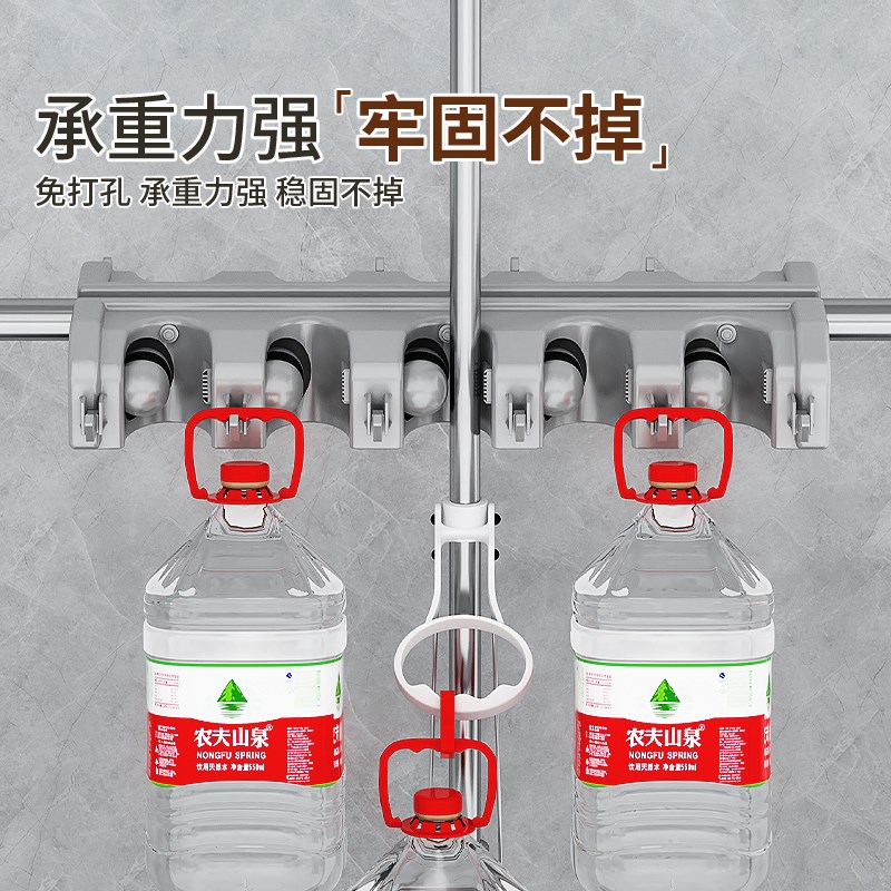 带轮移动拖把架放扫把置物架不锈钢商用落地收纳清洁卫生工具架子