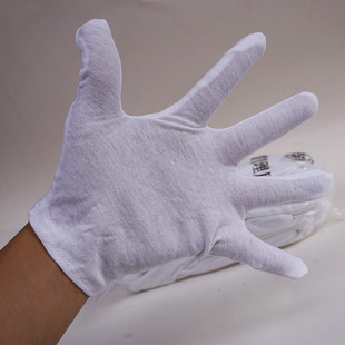 优质加厚白色手套劳保作业手套礼仪文玩品检盘珠汗布手套12双