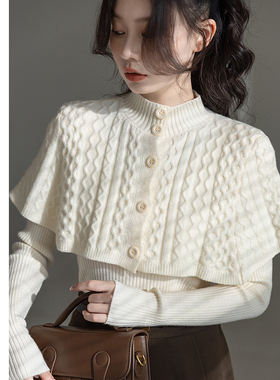 半高领毛衣叠穿两件套女秋冬2024新款爆款外穿小众设计Z感加厚冬