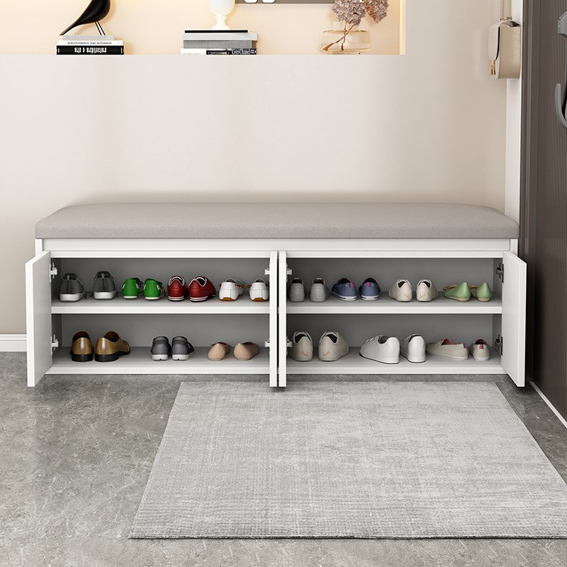 简约现代家用实木软包换鞋凳门口可坐式鞋凳鞋架一体高级感坐凳