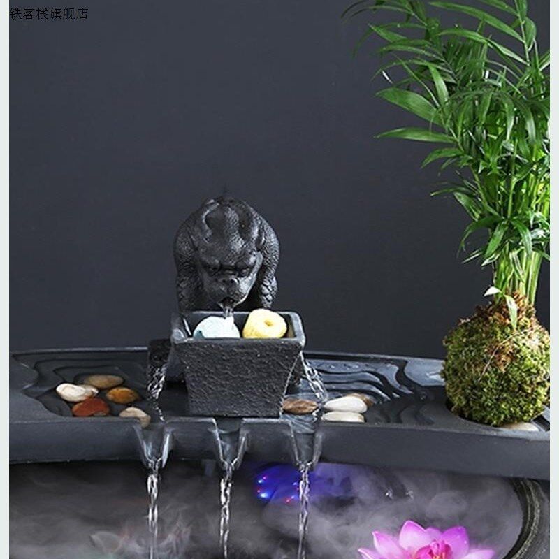 新款水缸造景摆件水循环过滤增族氧饰流水摆陶瓷件装器过滤流水器