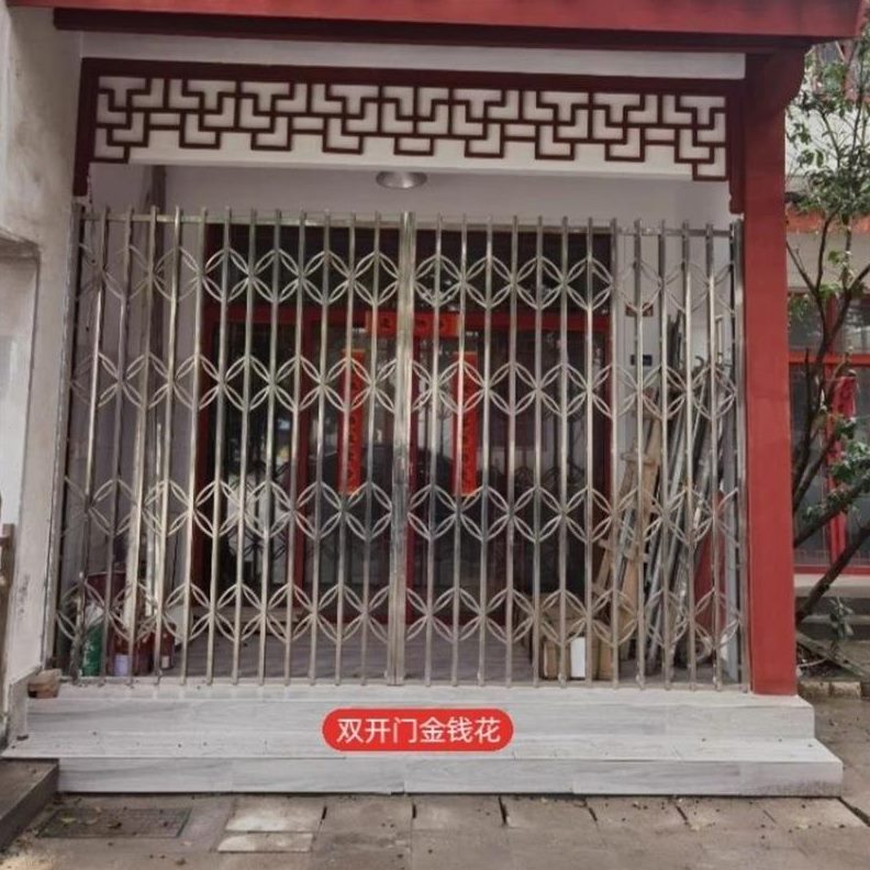 家用推拉拉室外伸缩门30手动护栏折叠门闸4不锈钢商铺户外门防盗