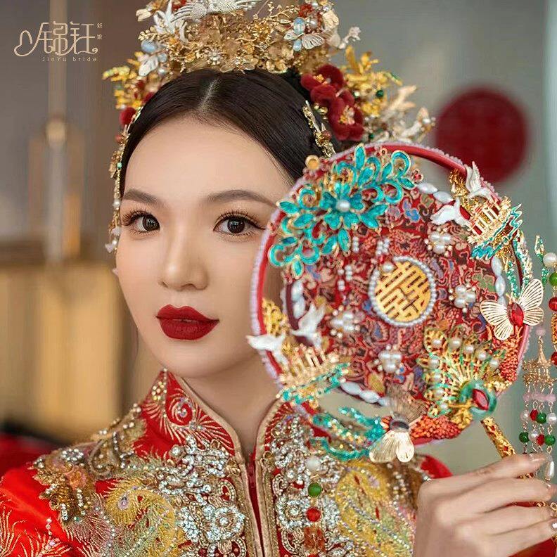 成品喜新娘扇婚新婚礼物团扇送闺蜜汉服中式婚纱礼服扇婚礼扇结婚