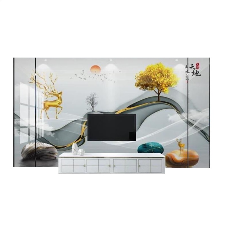 2022新款岩板电视背景墙客厅现代简约影视L墙微晶V石大板瓷砖装饰