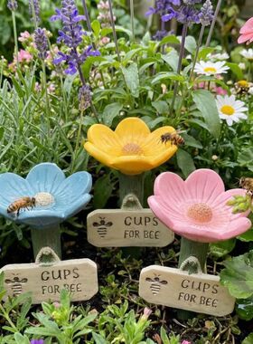 Flower Shaped Ceramic Bee Watering Station树脂蜜蜂昆虫饮水器