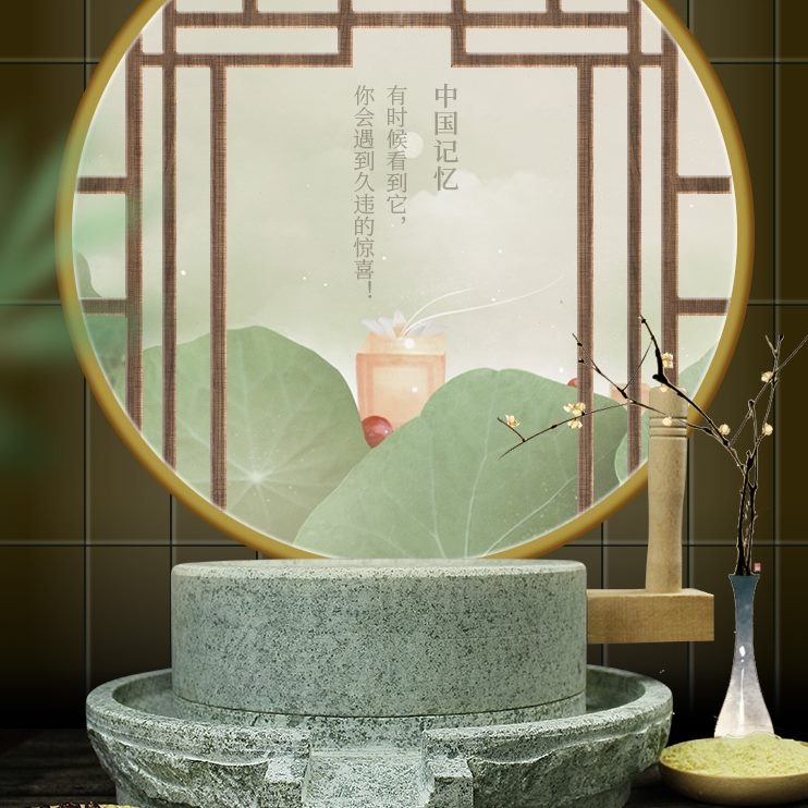 石磨青盘老石磨石磨手动磨浆机小迷你石磨麻家用石手工手推豆浆机