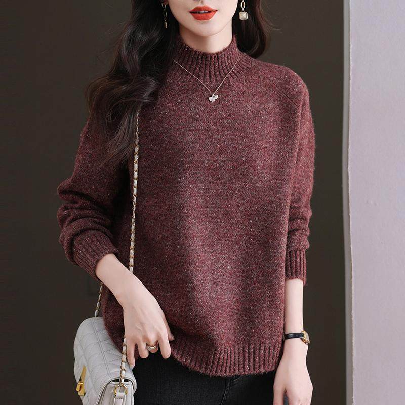 半高领羊毛衫女秋冬特大码内搭毛衣宽松加大码胖mm百搭针织打底衫