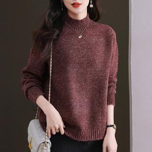 半高领羊毛衫女秋冬特大码内搭毛衣宽松加大码胖mm百搭针织打底衫