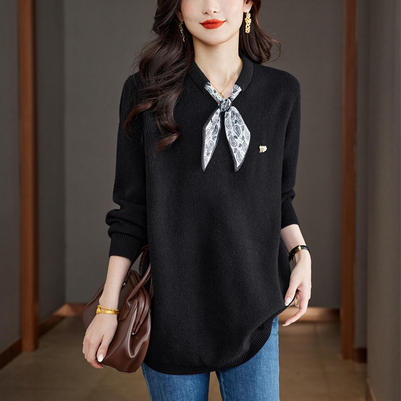 胖妈妈中长款羊毛衫女系