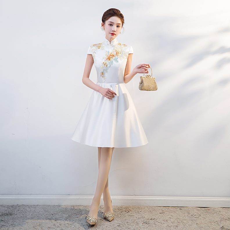 小姐中式晚礼服女伴娘服旗袍中国风主持人仪复古演出服颁奖礼迎宾