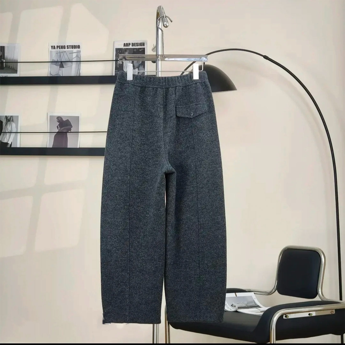 绵羊毛弯刀裤2025冬新款休闲裤子