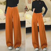 南瓜橙绵羊毛弯刀裤 保暖百搭直筒裤 女2025秋冬新款 高腰软糯休闲裤