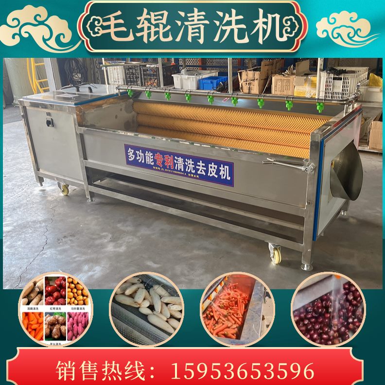 机红薯商用毛辊贝母皮去去皮莲藕清洗机萝卜清洗机皮清洗机花生去