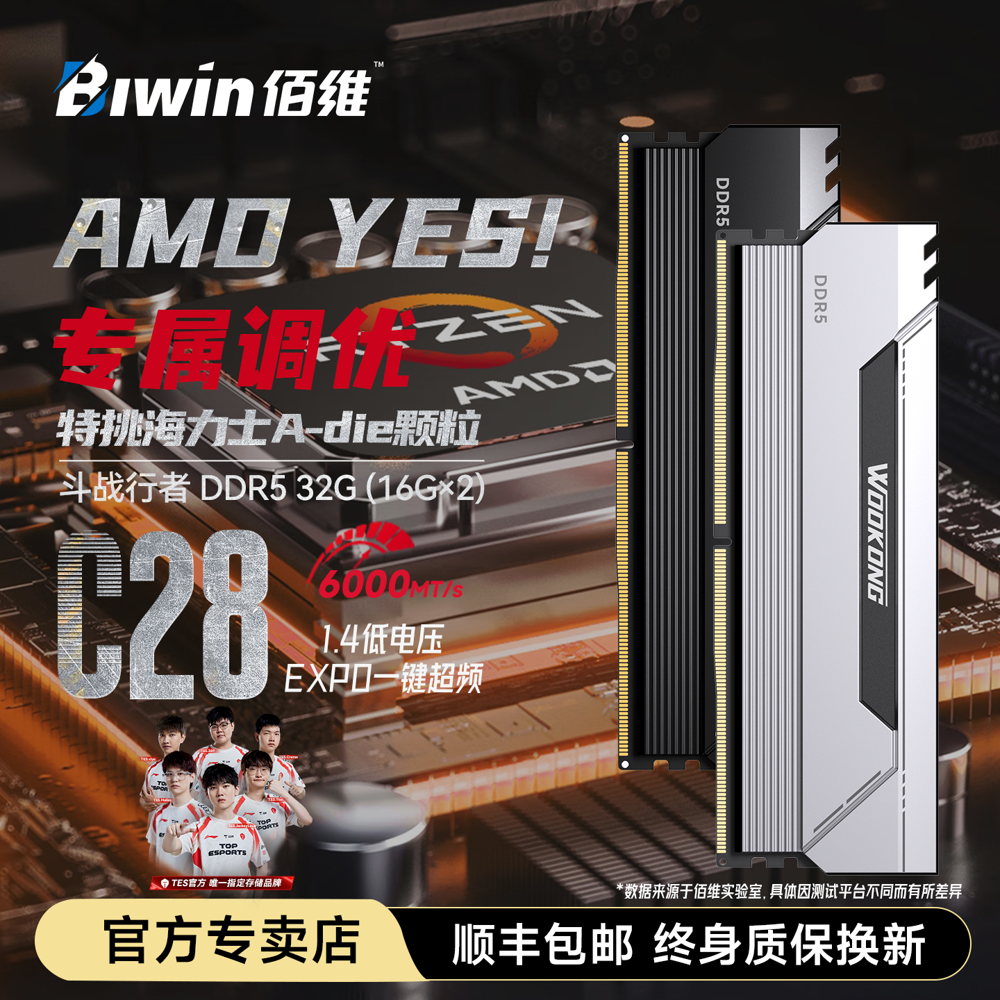 佰维HX100 6000/C28 AMD调优锐龙7 9800 X