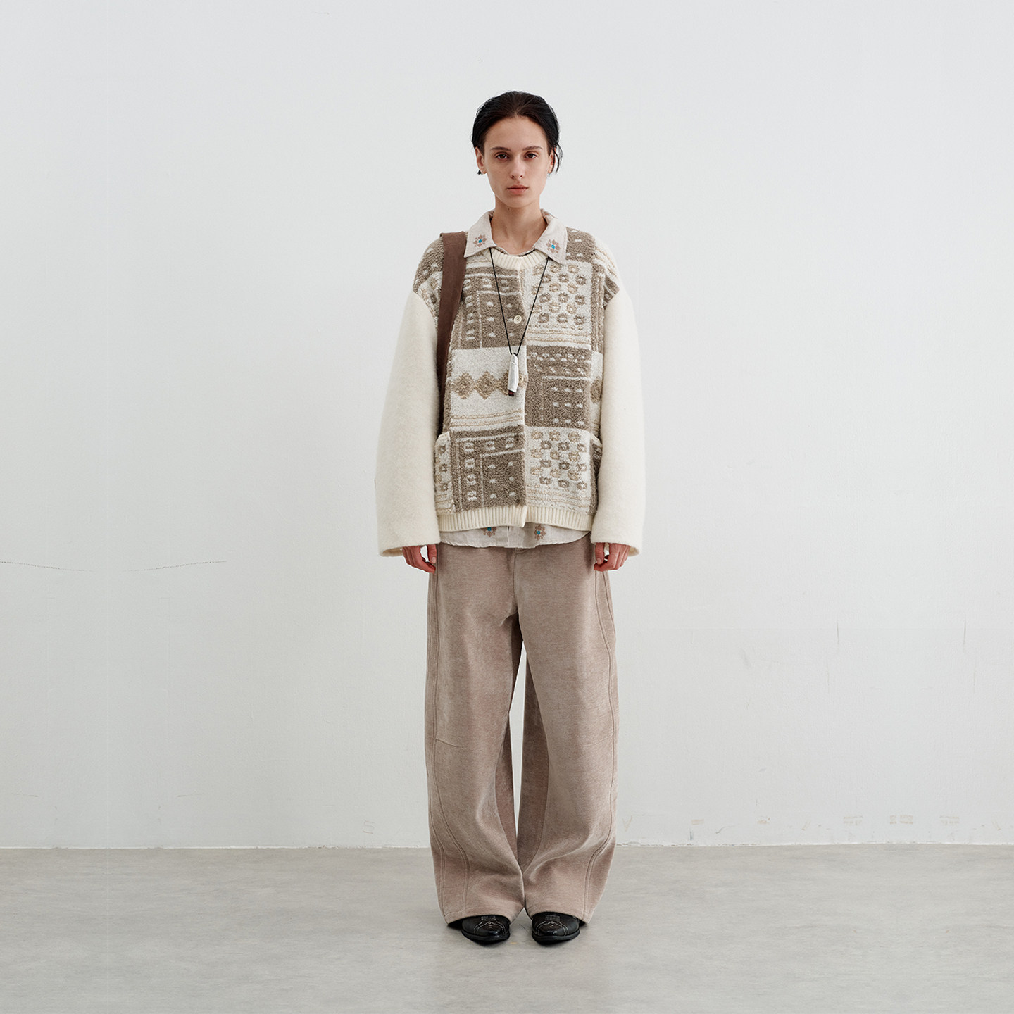 ChelChel2025秋冬新品费尔岛复古图案落肩袖提花插袋长款针织外套,女装/女士精品,毛呢外套,淘宝优惠券,粉丝福利购,淘宝优惠卷