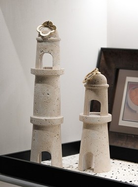 中古黄洞石城堡装饰摆件香氛精油塔台造型样板房客厅玄.关软装摆