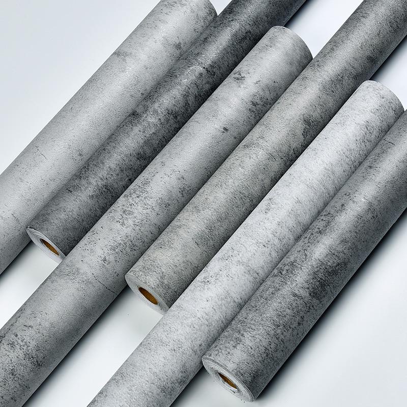 水泥灰墙纸自粘10米防水墙贴y背景店铺装修自贴壁纸灰色贴纸工业
