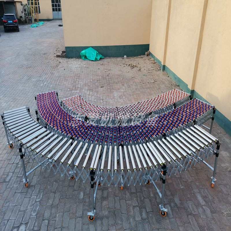 卸货神器输送线有动力伸缩转弯不锈钢滚筒卸货T滑梯无动力滚筒线