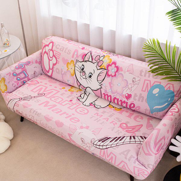 卡通玛丽猫沙发套罩全包防尘单双人弹力垫少女粉沙发笠盖布四季用