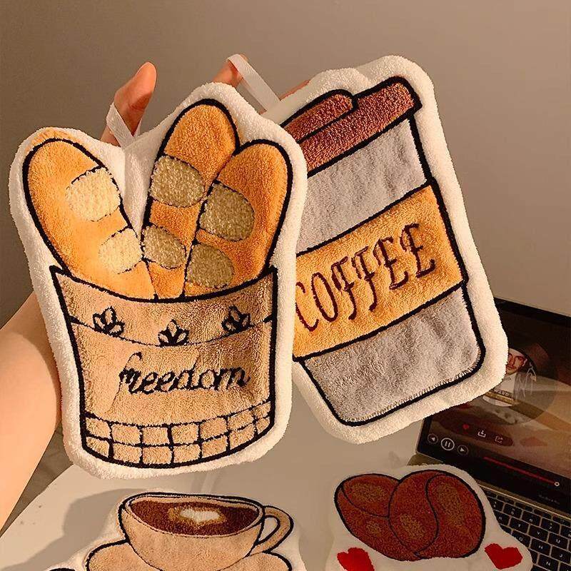 咖啡法棍擦手巾可爱挂式超强吸水加厚速干毛巾卫生间手帕厨房抹布