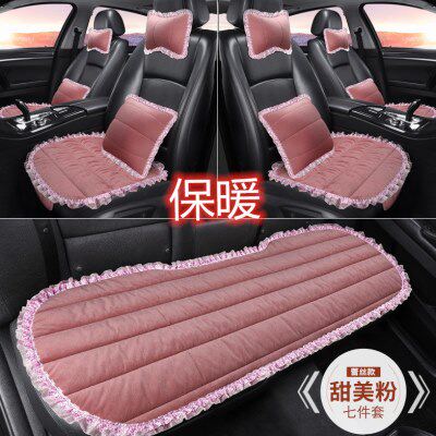 冬季汽车坐垫毛绒无靠背三件套竹炭棉男女神款通用可爱座垫座椅套