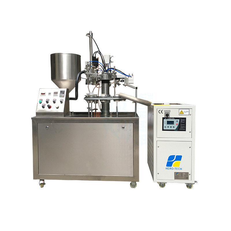 铭纳机械半自动冷水系统封尾机冷风枪灌装机防晒霜膏体灌装封尾机