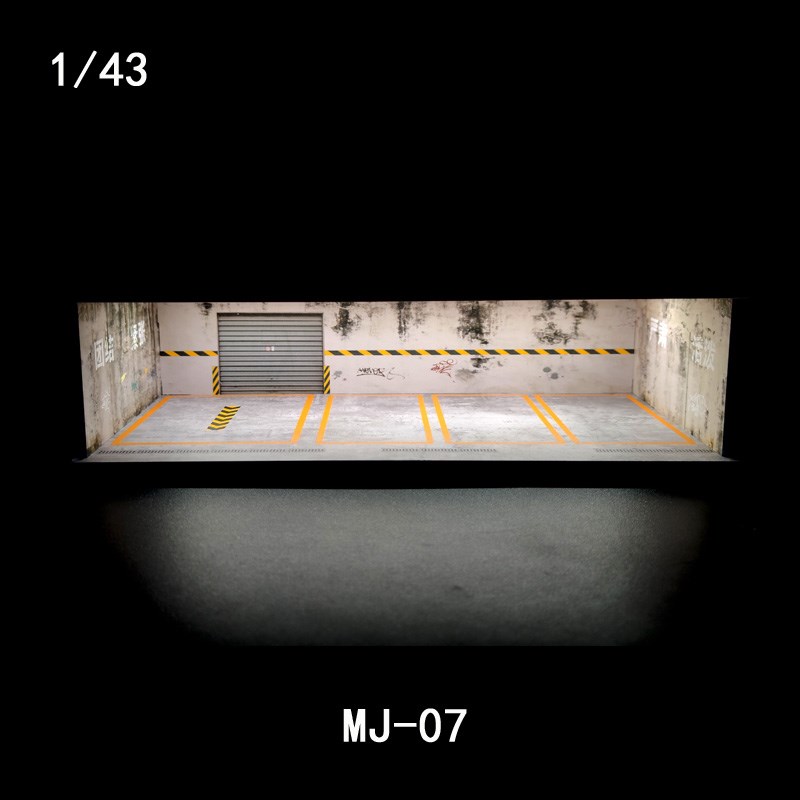 1/43停车场景模型 小收纳盒 合金车模收藏拍照 展示盒带灯光防尘