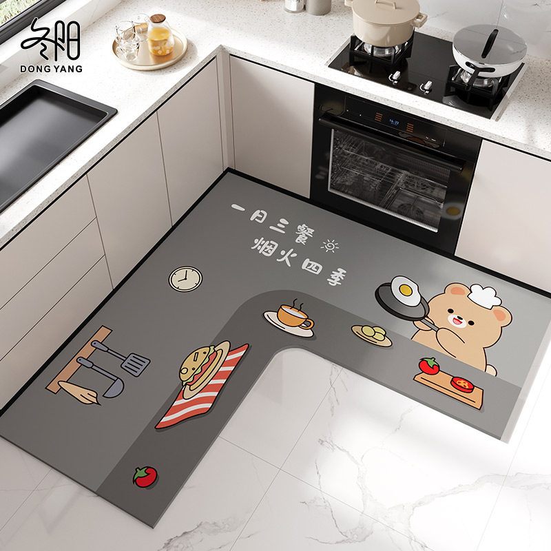 厨房地垫防滑防油可擦免洗2024新款硅藻泥地毯吸水垫专用防水脚垫,居家布艺,厨房地垫,淘宝优惠券,粉丝福利购,淘宝优惠卷