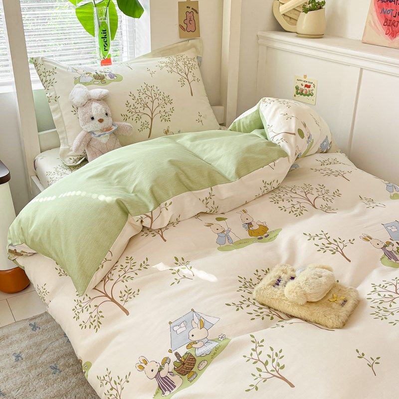 大学生全棉床上三件套床单被套纯棉小清新床褥六件套单人宿舍床品