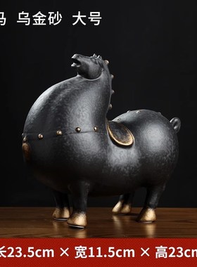 陶瓷彷古金色招财唐马摆件大胖马客厅办公室装饰品马到成功生肖马
